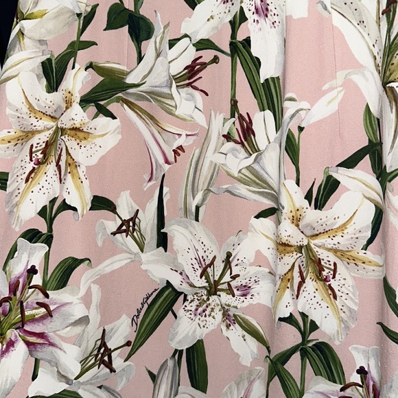 Dolce & Gabbana Light Pink Floral Midi Dress - Size 44 (US size 8) - Picture 10 of 10